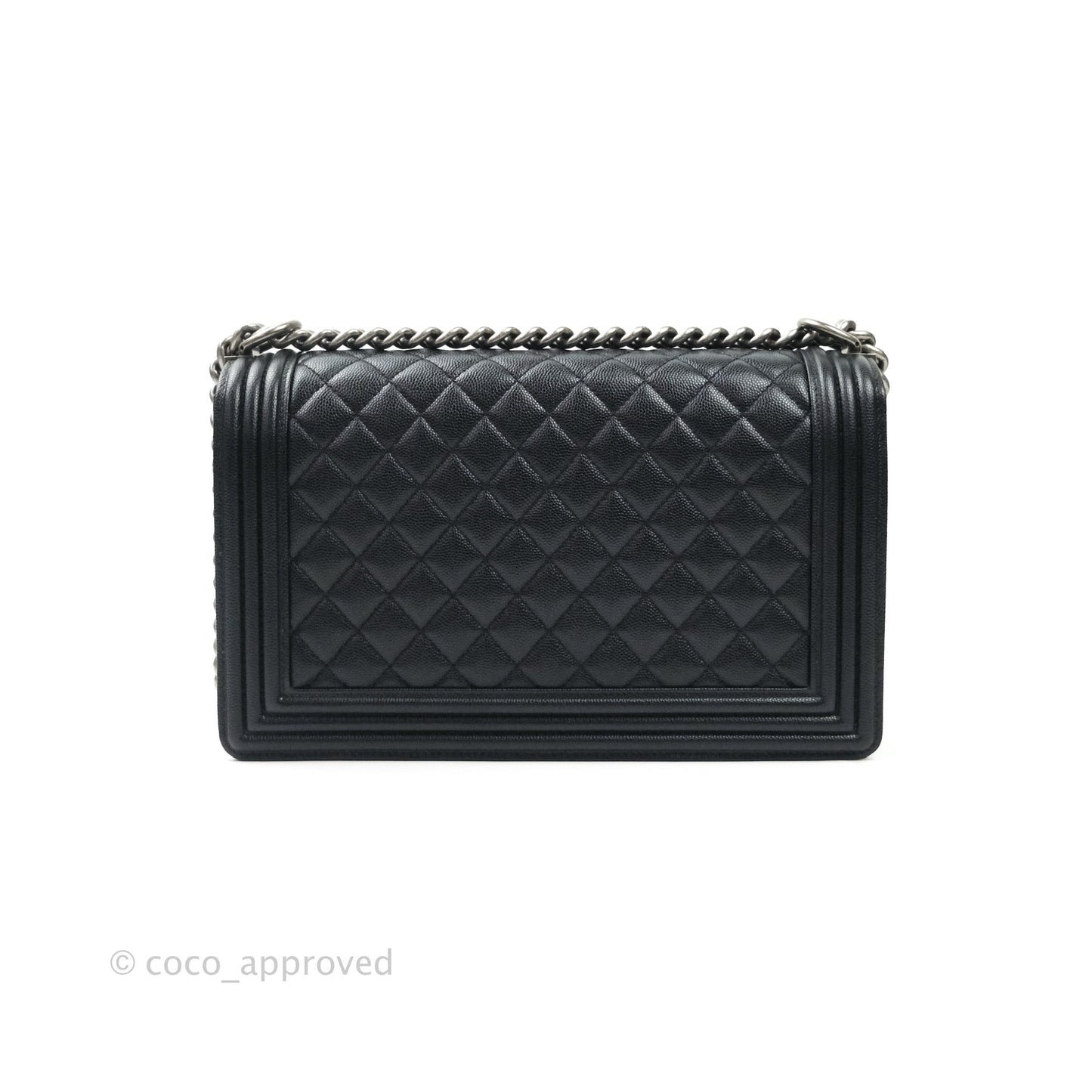 Chanel Boy New Medium Quilted Black Caviar Ruthenium Hardware