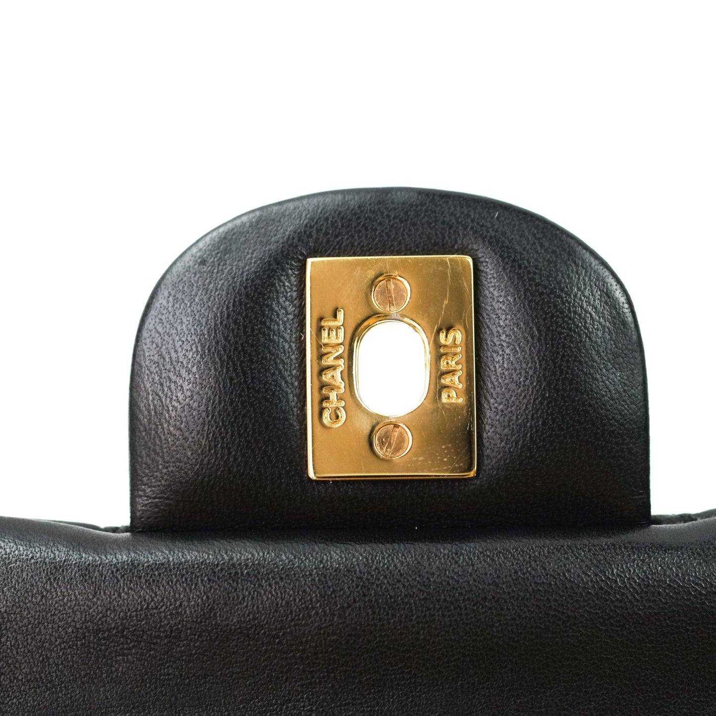 Chanel Classic M/L Medium Double Flap Bag Black Lambskin Gold Hardware