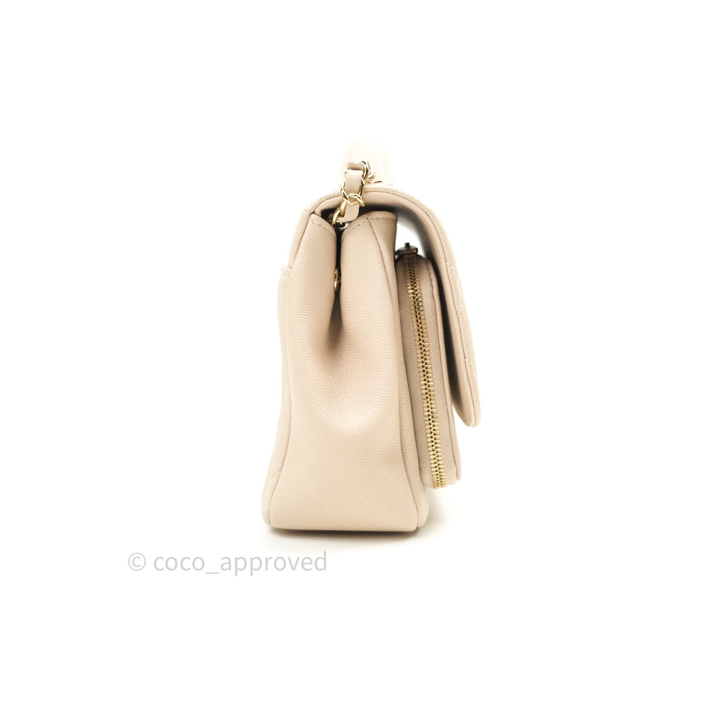 Chanel Quilted Medium Business Affinity Flap Beige Caviar Light Gold Hardware