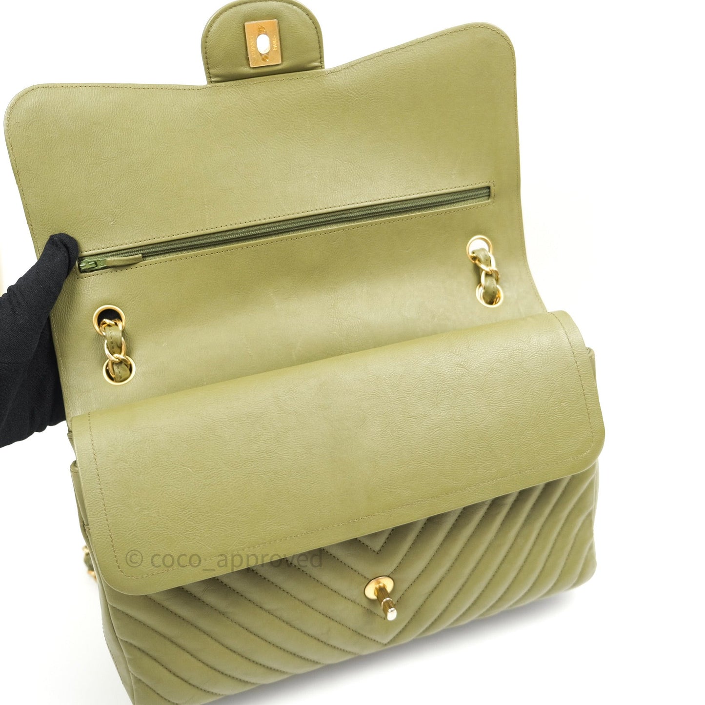 Chanel Jumbo Double Flap Khaki Calfskin Gold Hardware⁣⁣ 17C