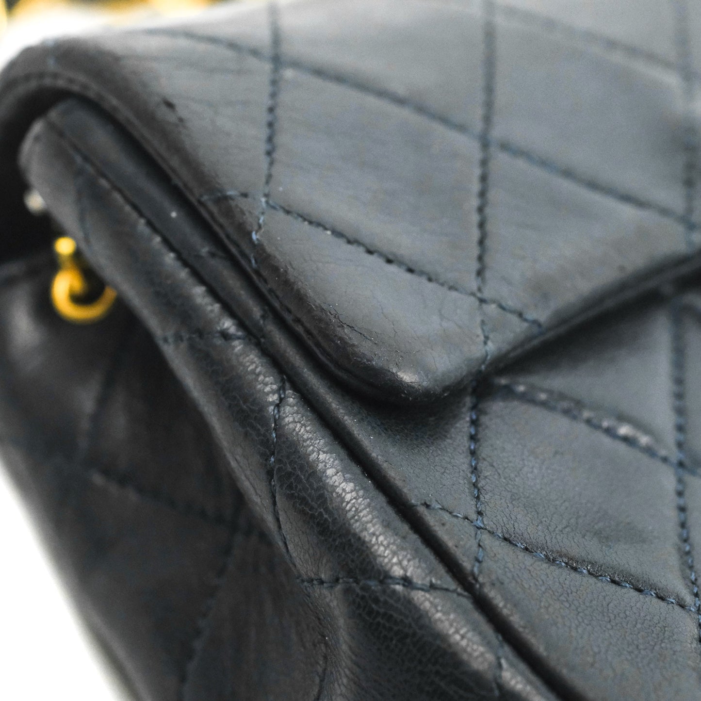 Chanel Vintage Mini Square Navy Lambskin 24K Gold Hardware