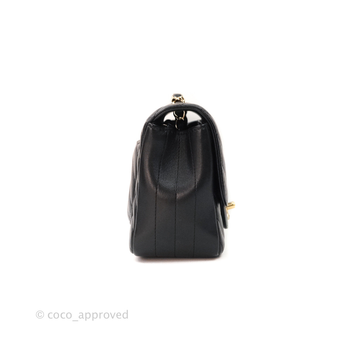 Chanel Mini Square Chevron Black Lambskin Gold Hardware