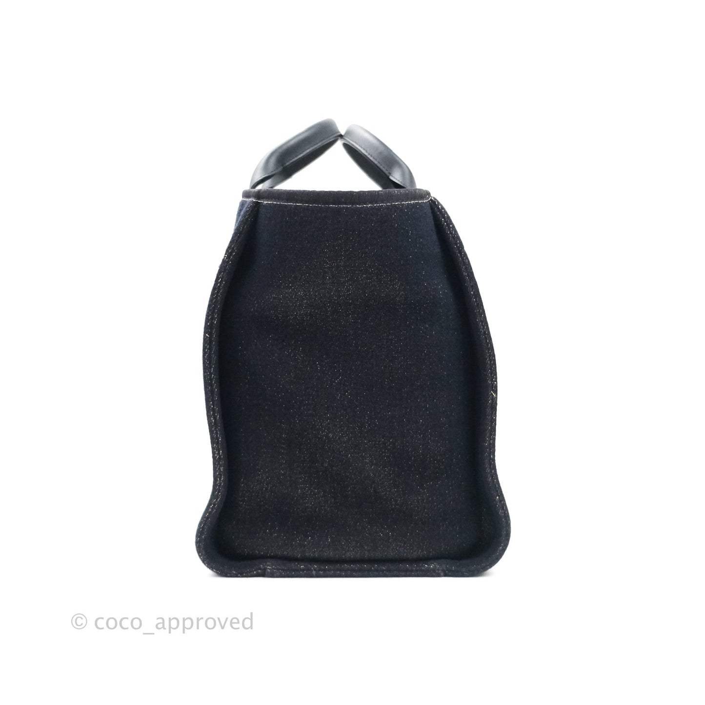 Chanel Large Deauville Navy Glitter Canvas Gold Hardware
