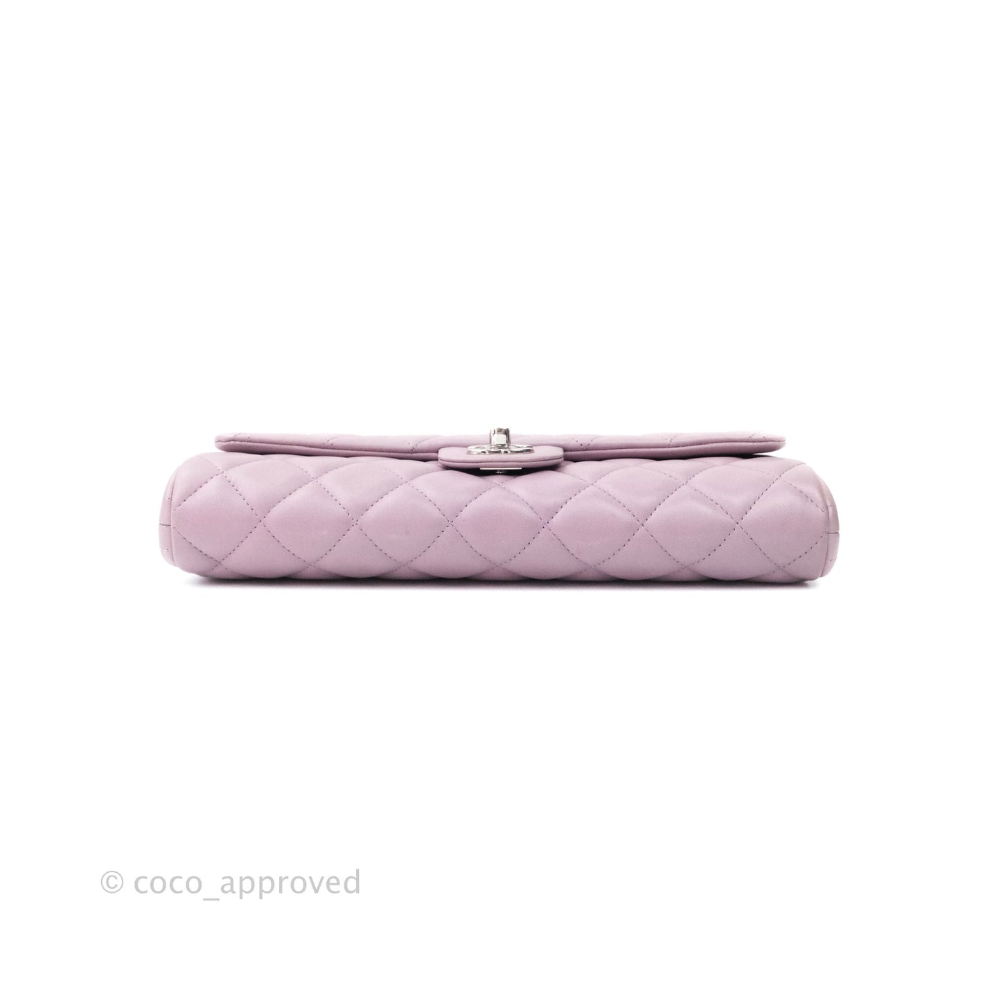 Chanel Quilted Clutch with Chain Lilac Pink Lambskin Silver Hardware
