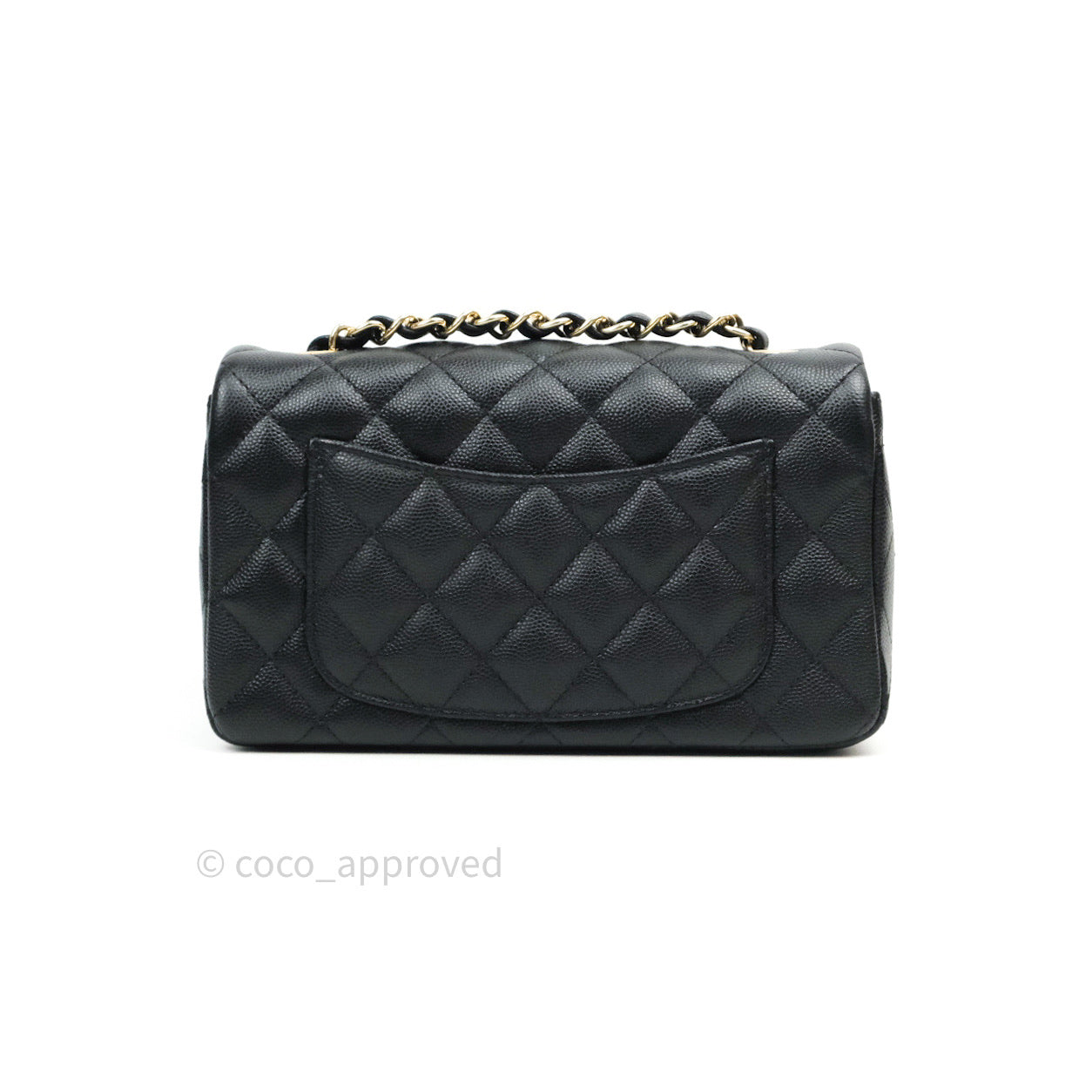 Chanel Quilted Mini Rectangular Black Caviar Gold Hardware 18B