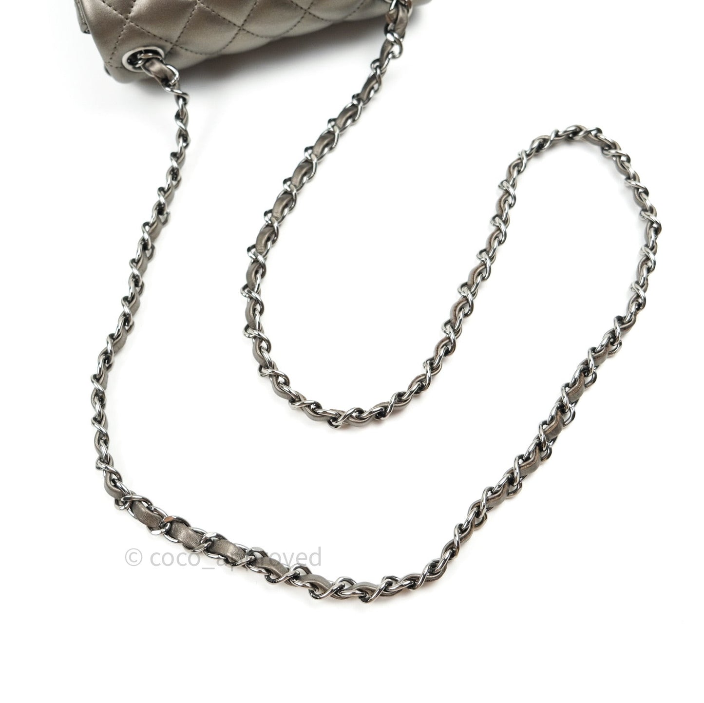 Chanel Mini Square Metallic Dark Grey Lambskin Dark Silver Hardware