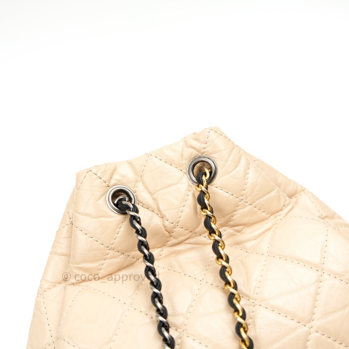 Chanel Gabrielle Backpack Black Aged Calfskin Small Beige Black