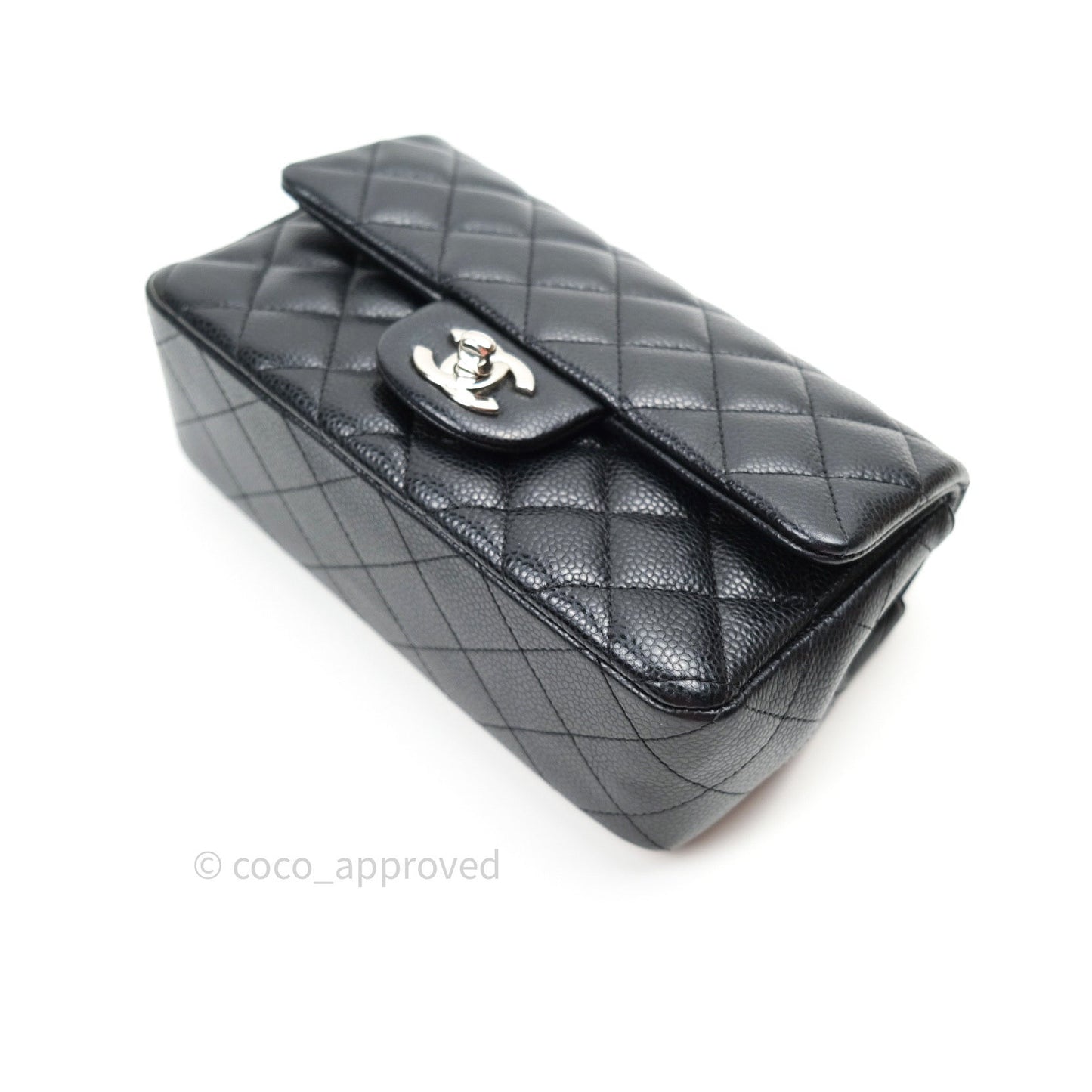 Chanel Quilted Mini Rectangular Black Caviar Silver Hardware 14B
