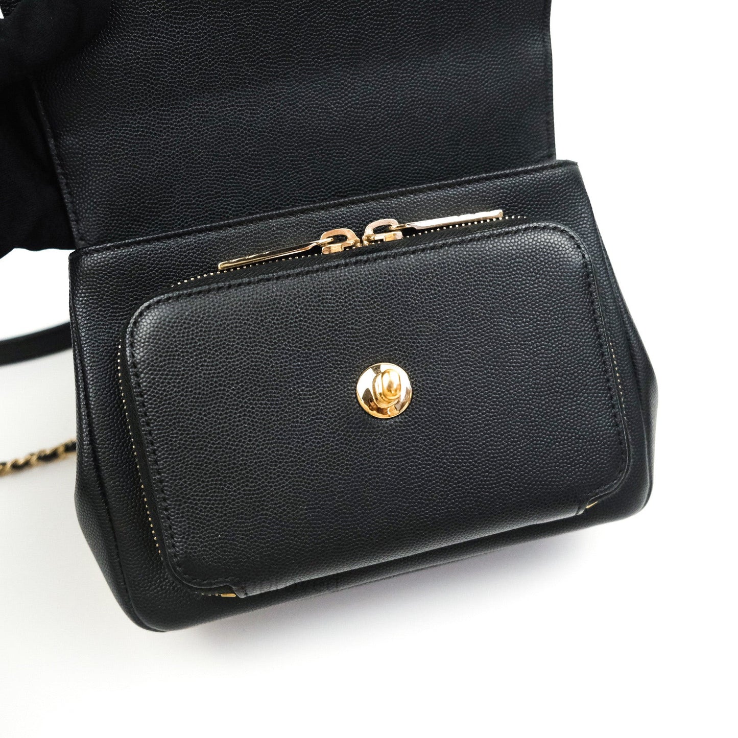 Chanel Quilted Small Business Affinity Flap Black Caviar Light Gold Hardware
