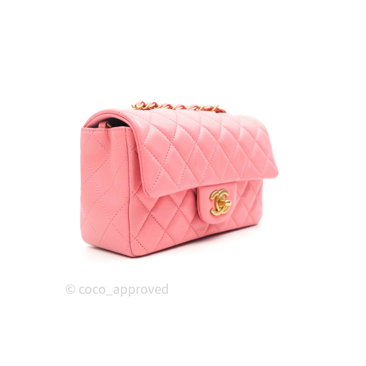 Chanel Quilted Mini Rectangular Pink Lambskin Gold Hardware