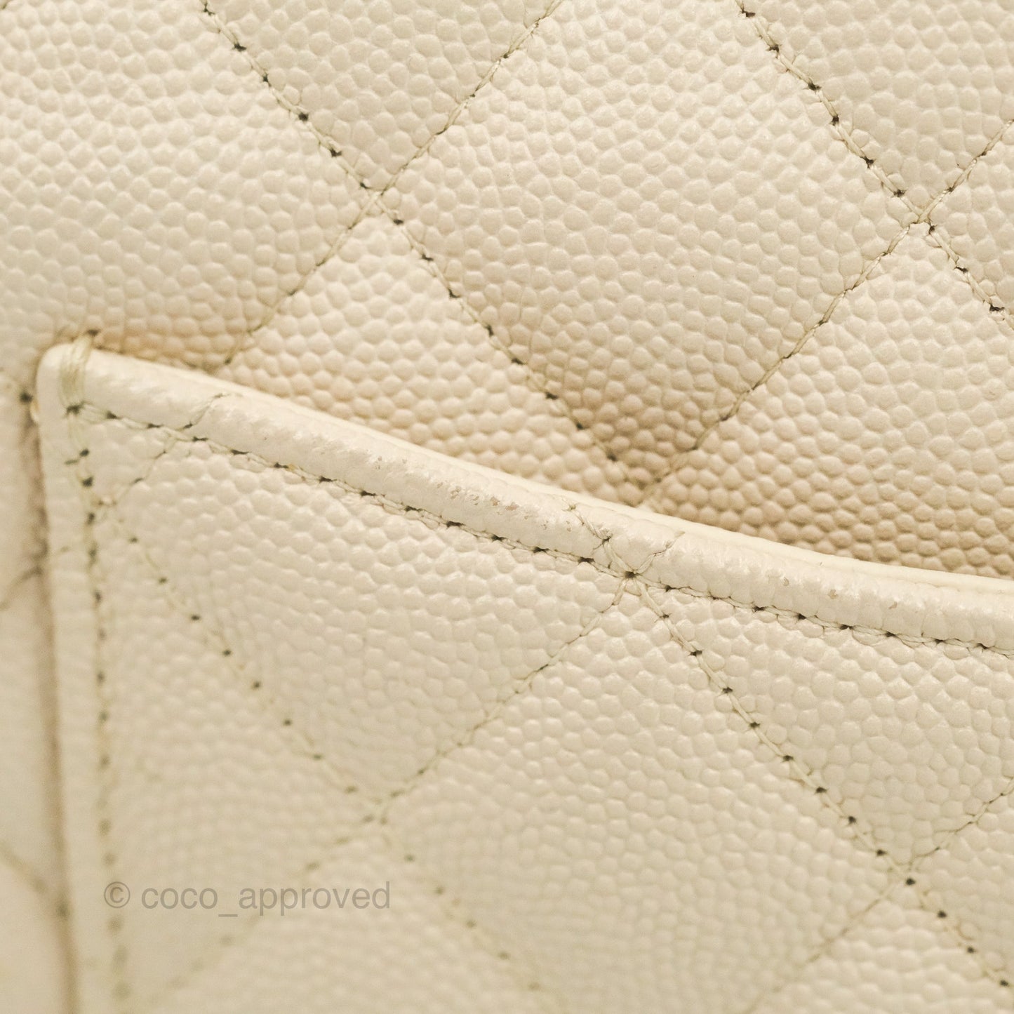 Chanel Quilted Mini Rectangular Ivory Caviar Silver Hardware
