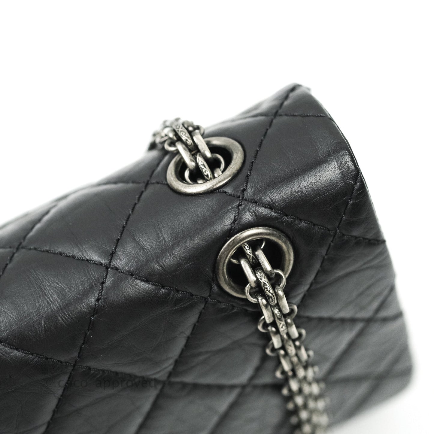 Chanel 2.55 Quilted Reissue 226 Black Aged Calfskin Ruthenium Hardware