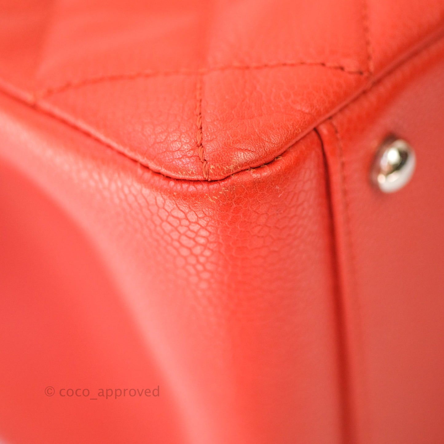 Chanel XL Grand Shopping Tote GST Red Caviar Silver Hardware