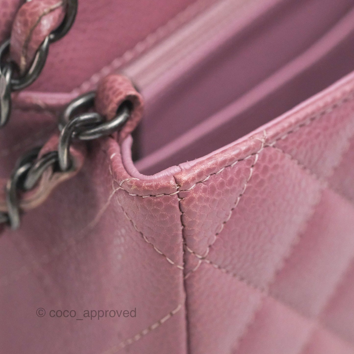 Chanel Quilted Mini Rectangular Flap Dark Pink Caviar Ruthenium Hardware