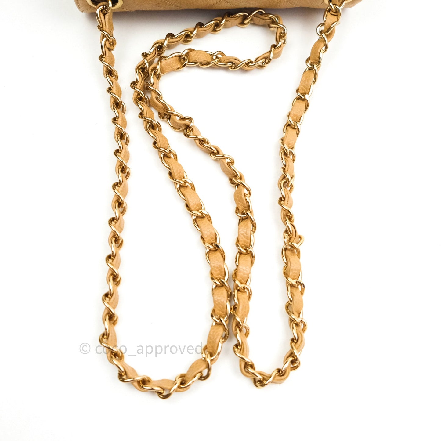 Chanel Quilted Vintage Mini Square Flap Beige Caviar 24K Gold Hardware