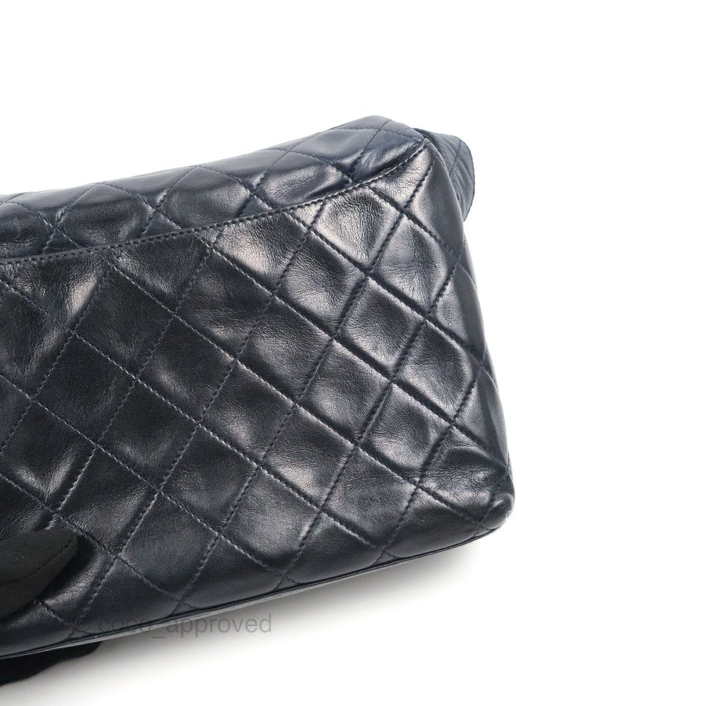 Chanel Vintage CC Box Shoulder Bag Navy Lambskin Gold Hardware