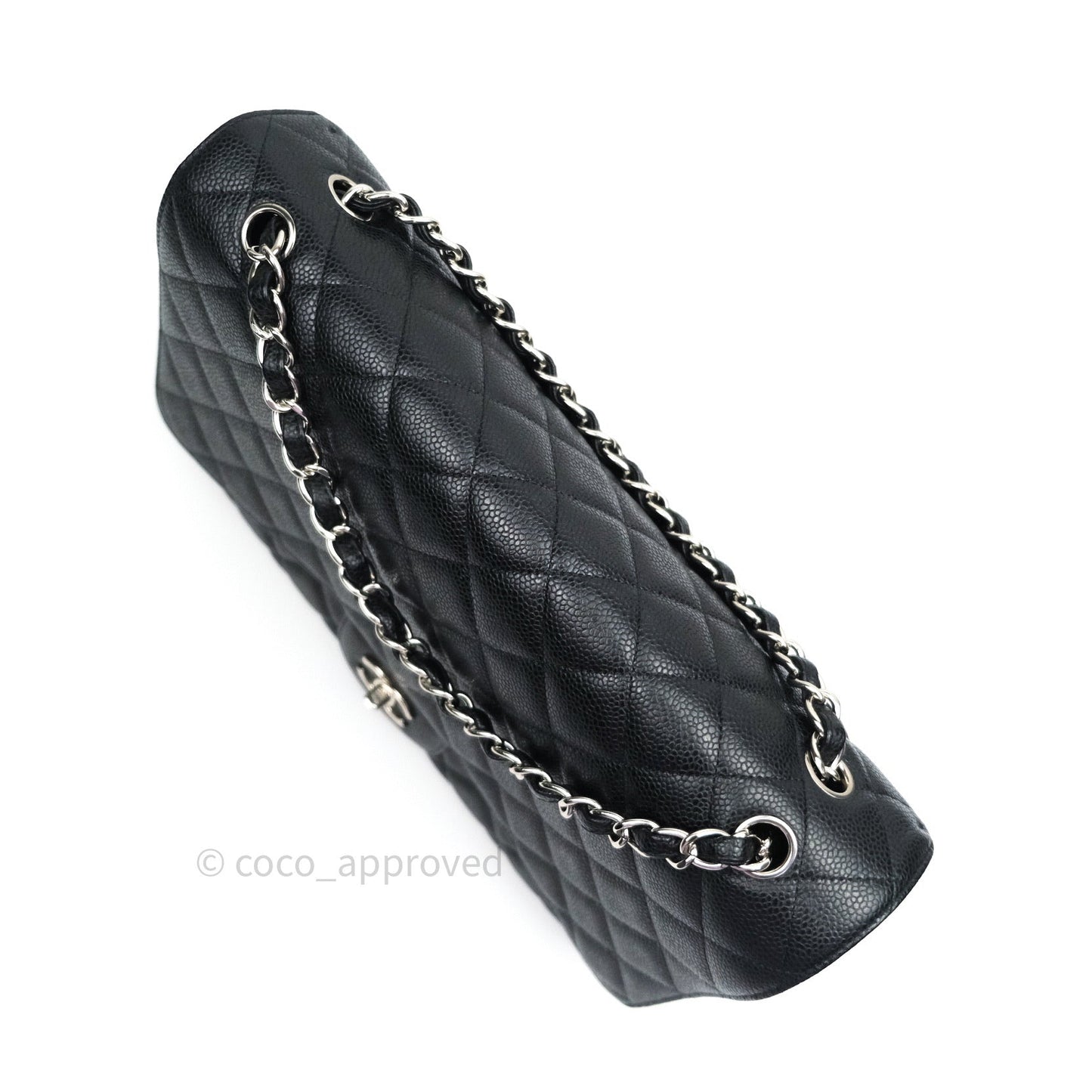 Chanel Classic Maxi Single Flap Quilted Black Caviar Silver Hardware