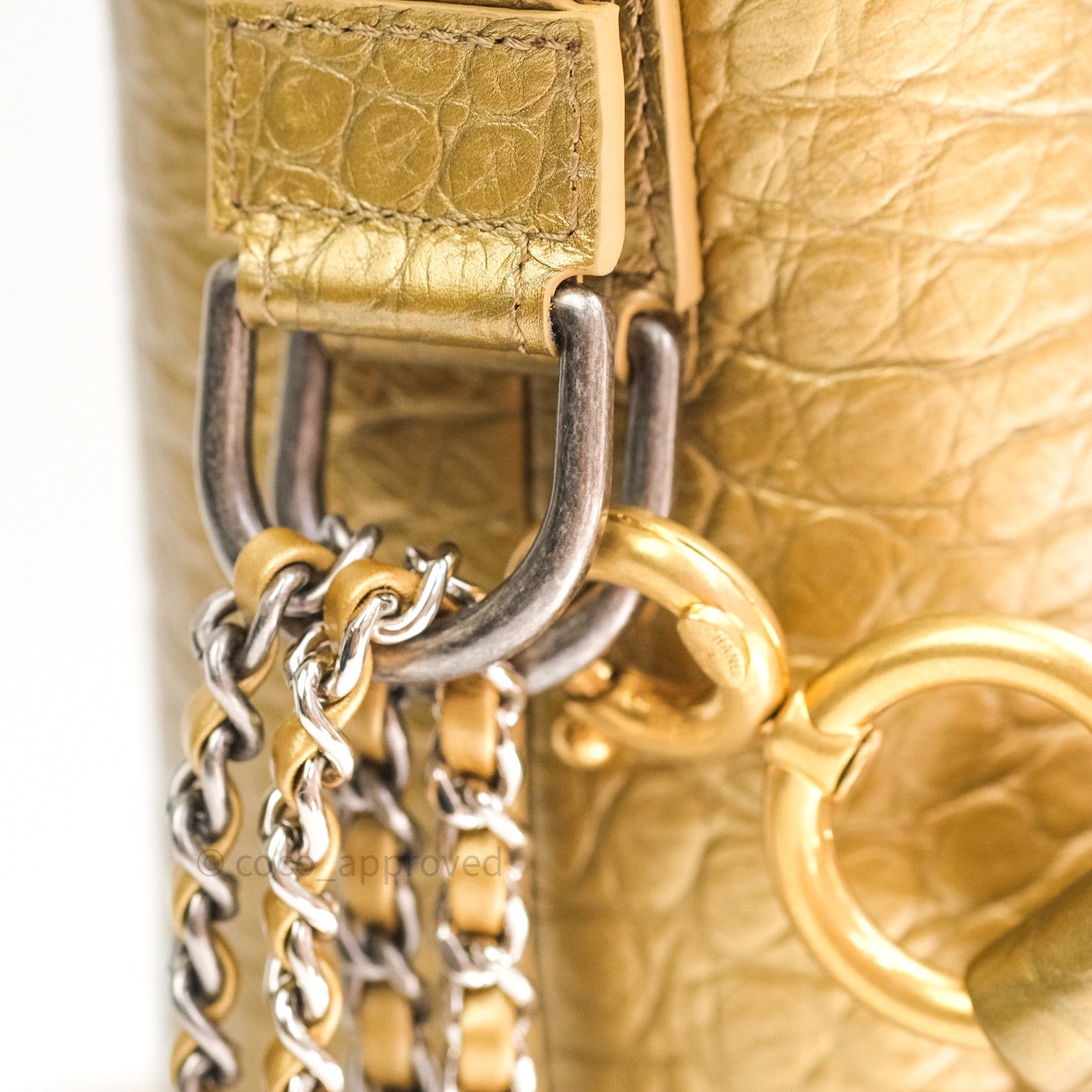 Chanel Crocodile Embossed Calfskin Medium Gabrielle Cocodile Hobo Gold