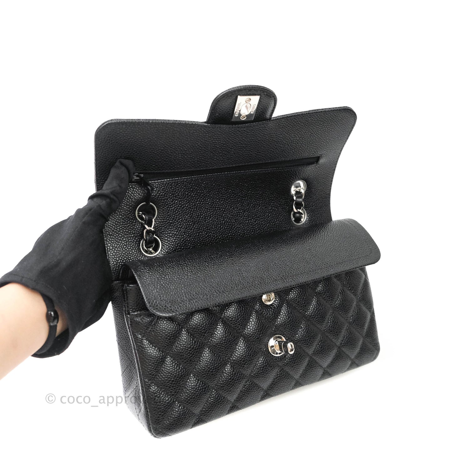 Chanel Classic Small S/M Flap Black Caviar Silver Hardware