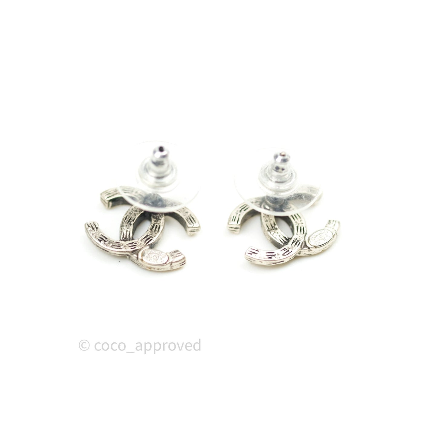Chanel CC Earrings Ruthenium Crystal