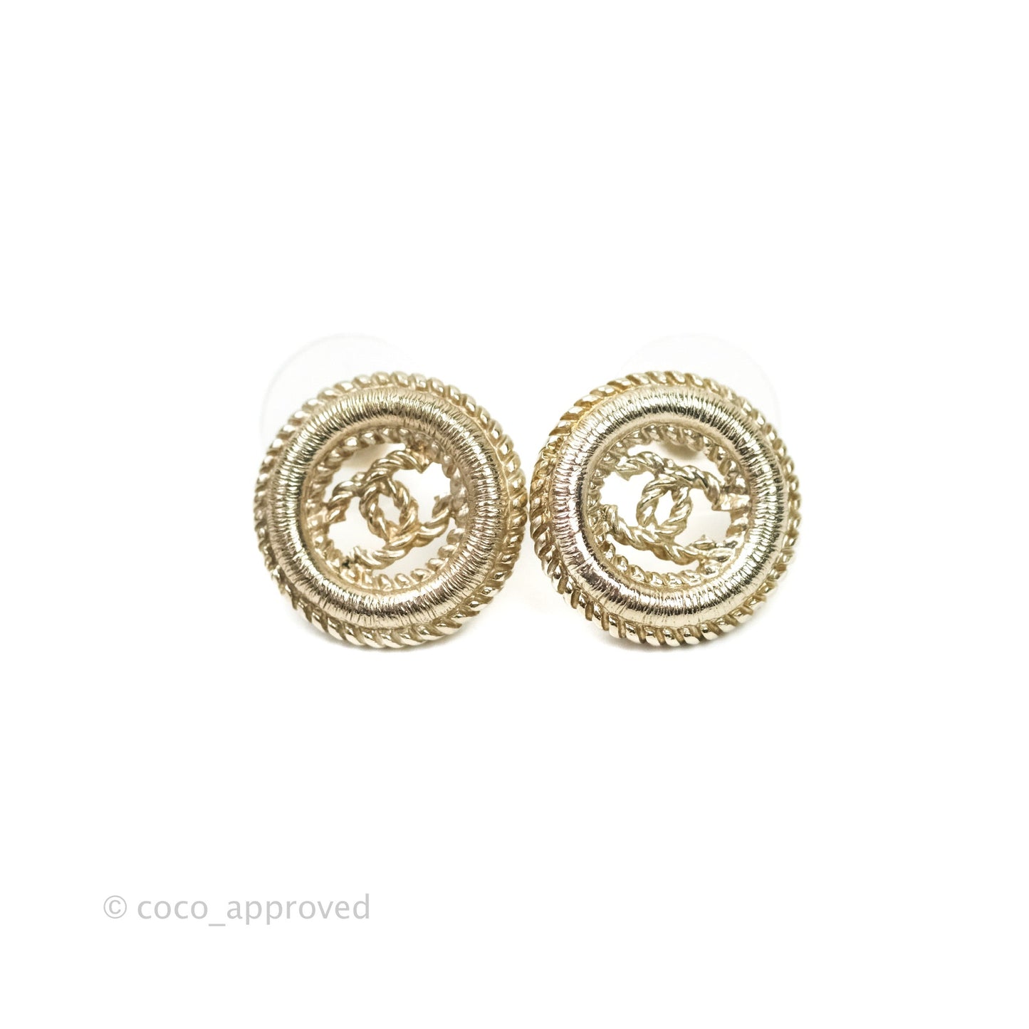 Chanel CC Twisted Round Earrings Gold Tone 17V