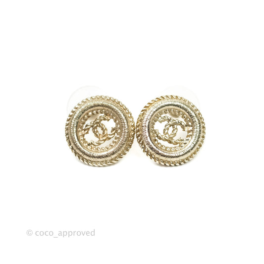 Chanel CC Twisted Round Earrings Gold Tone 17V
