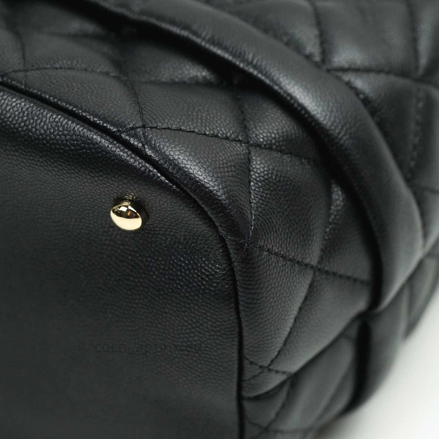 Chanel Caviar Quilted Rolled Up Bucket Drawstring Bag Black Gold Hardware