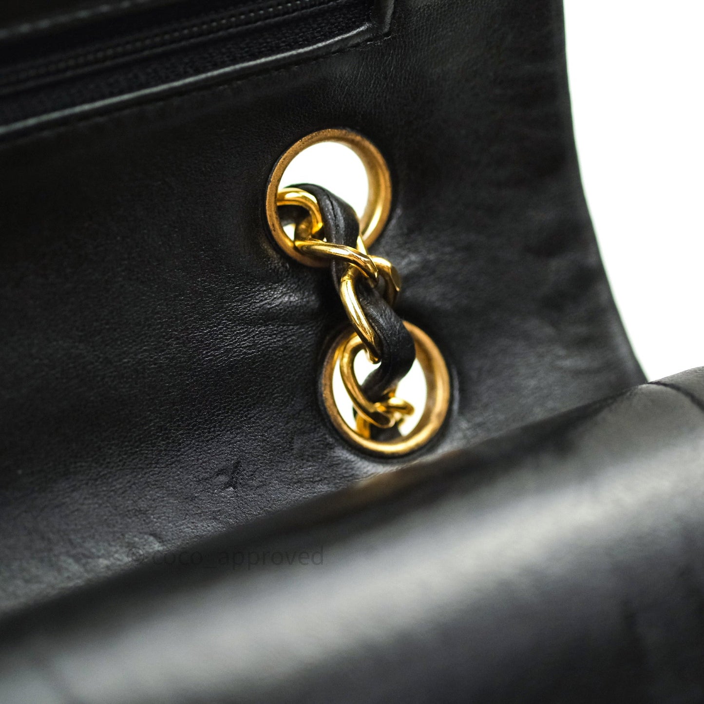Chanel Classic Vintage Double Flap M/L Black Lambskin Gold Hardware