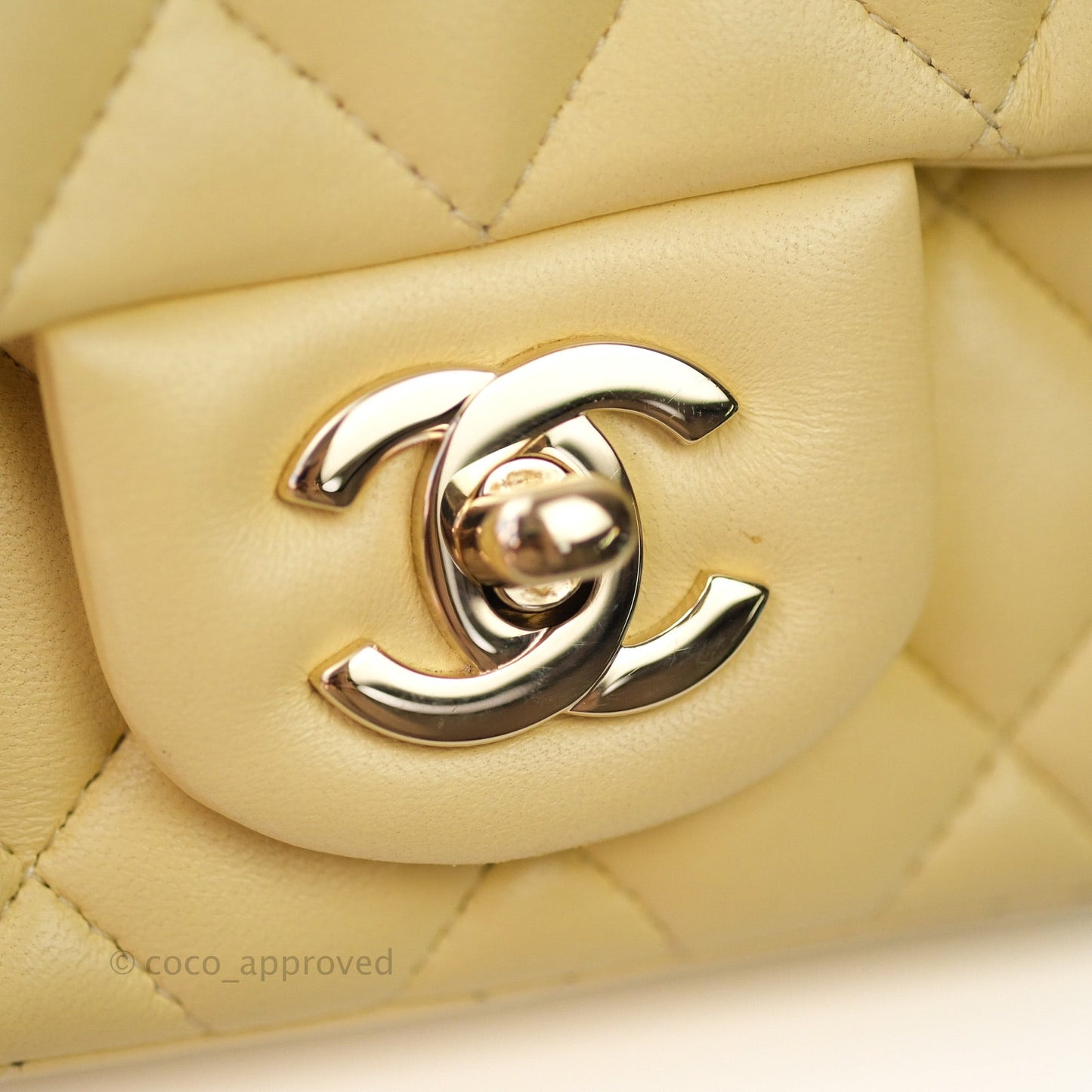 Chanel Mini Square Yellow Lambskin Gold Hardware