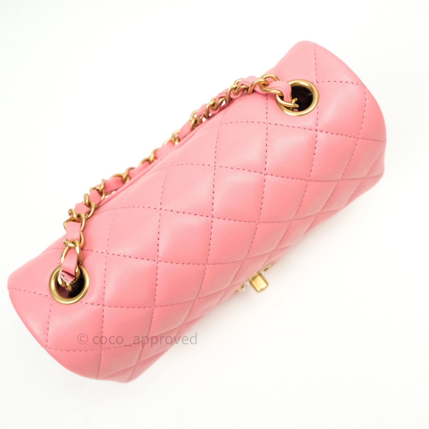 Chanel Quilted Mini Rectangular Pink Lambskin Gold Hardware