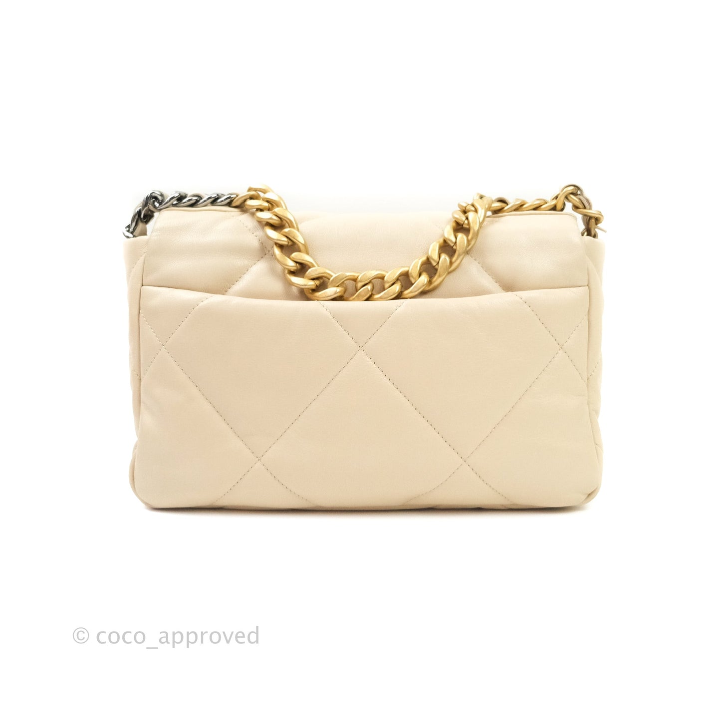 Chanel 19 Small Beige Goatskin Mixed Hardware
