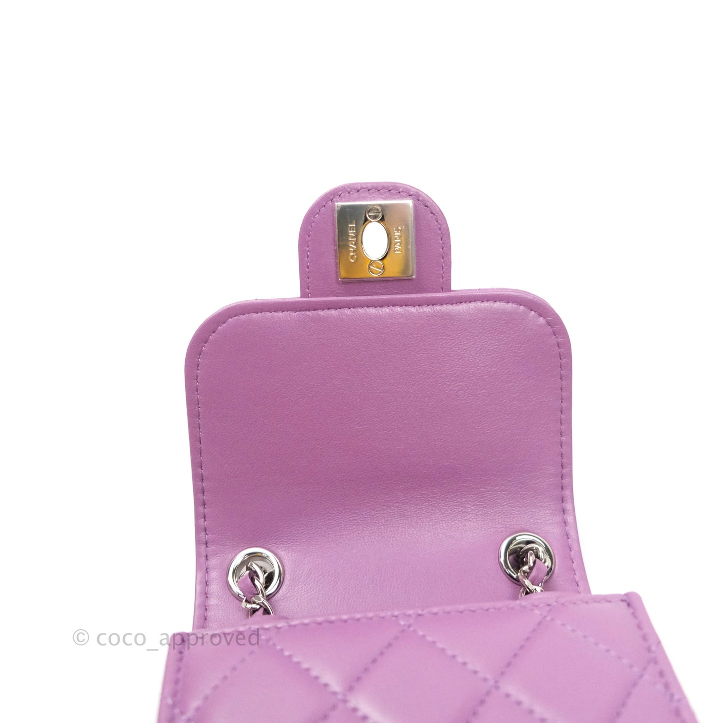 Chanel Classic Quilted Purple Silver Hardware Phone Holder