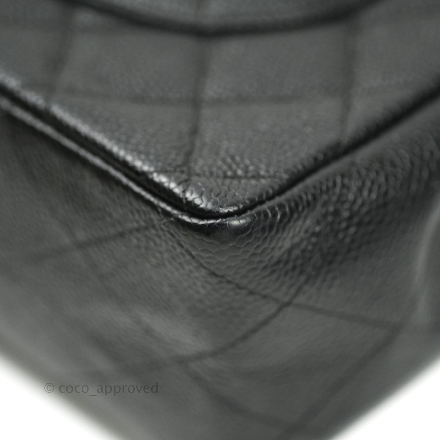 Chanel Classic Vintage Jumbo Single Flap Black Caviar 24K Gold Hardware