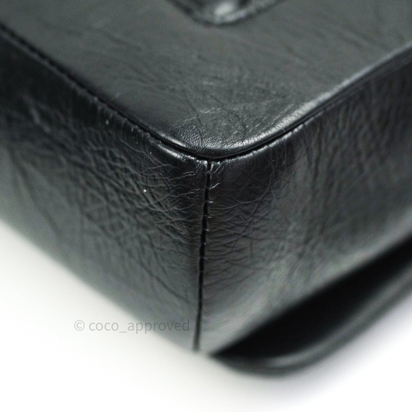 Chanel Bi Quilted Crumpled Calfskin Black Silver Hardware