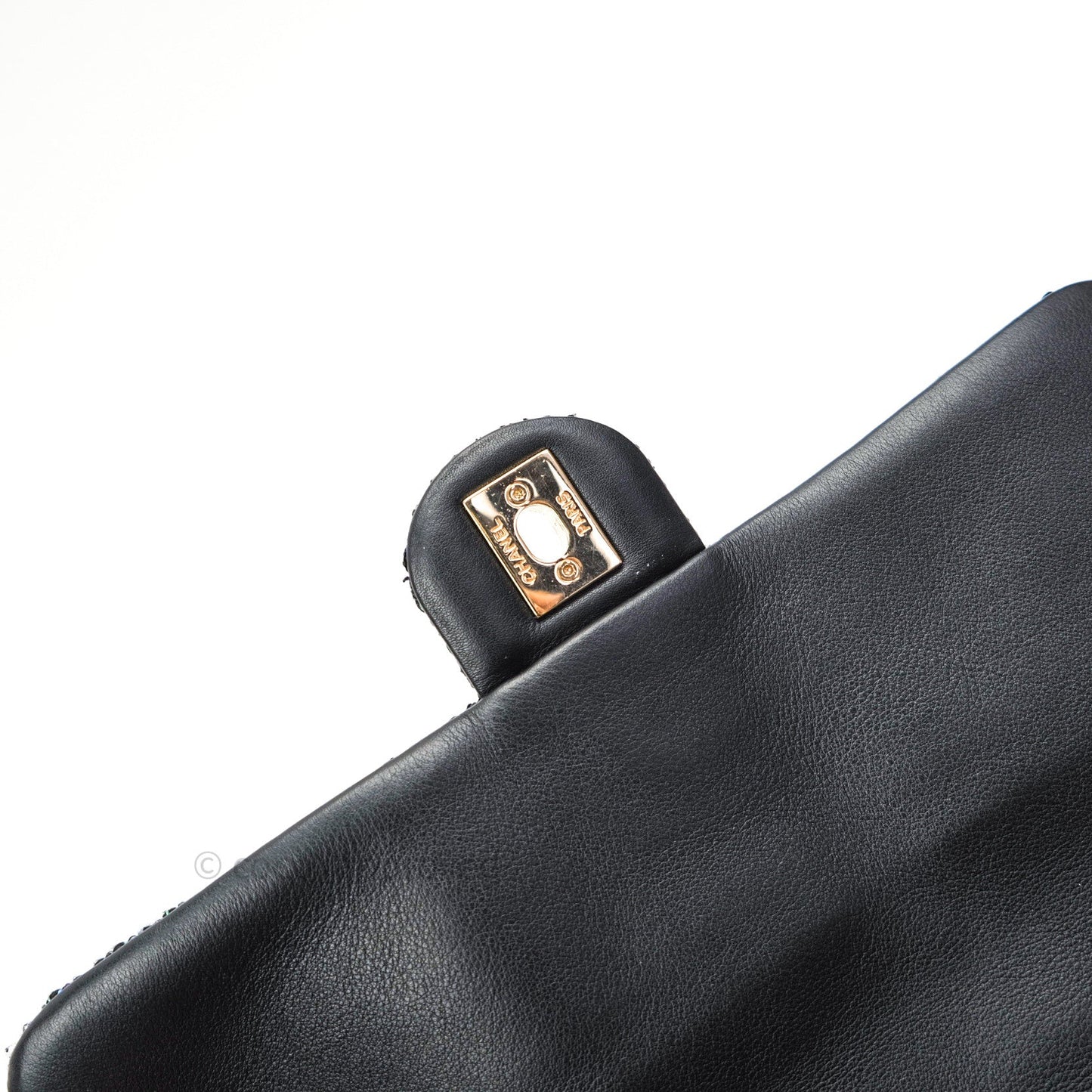 Chanel Tweed Medium Pearl Handle Flap Black Ecru