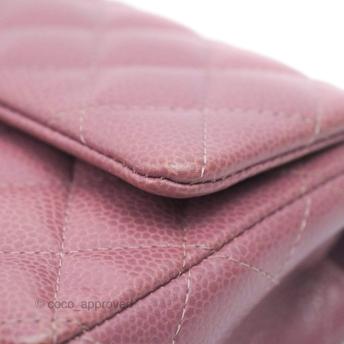 Chanel Quilted Mini Rectangular Flap Dark Pink Caviar Ruthenium Hardware