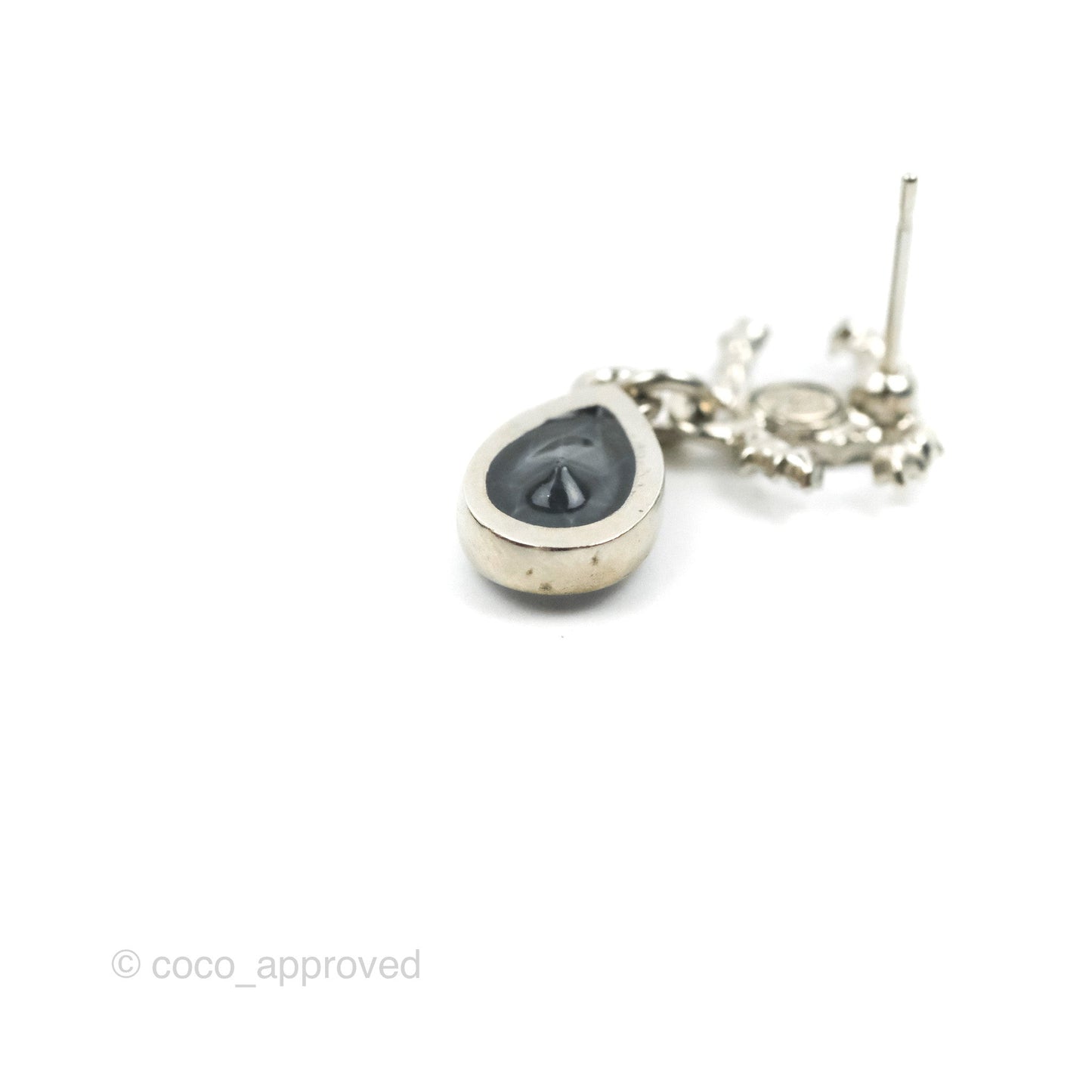 Chanel CC Tear Resin Drop Earrings Silver Hardware 20K