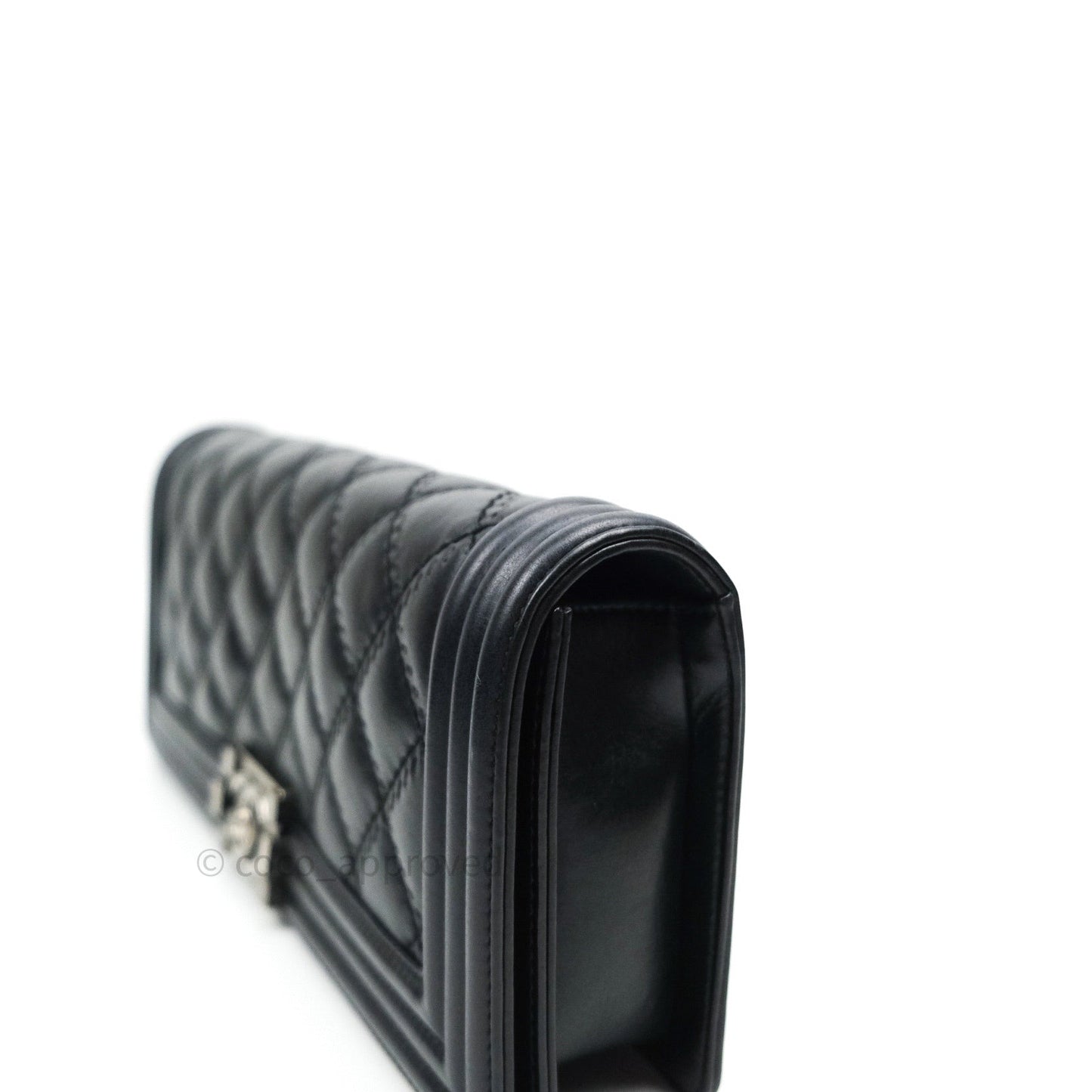 Chanel Quilted Boy Convertible Clutch Flap Black Calfskin With Chain