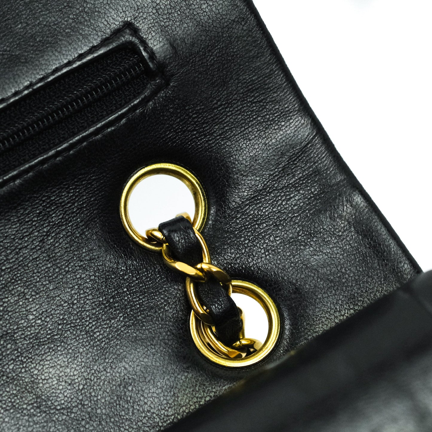 Chanel Vintage M/L Medium Double Flap Bag Black Lambskin 24K Gold Hardware
