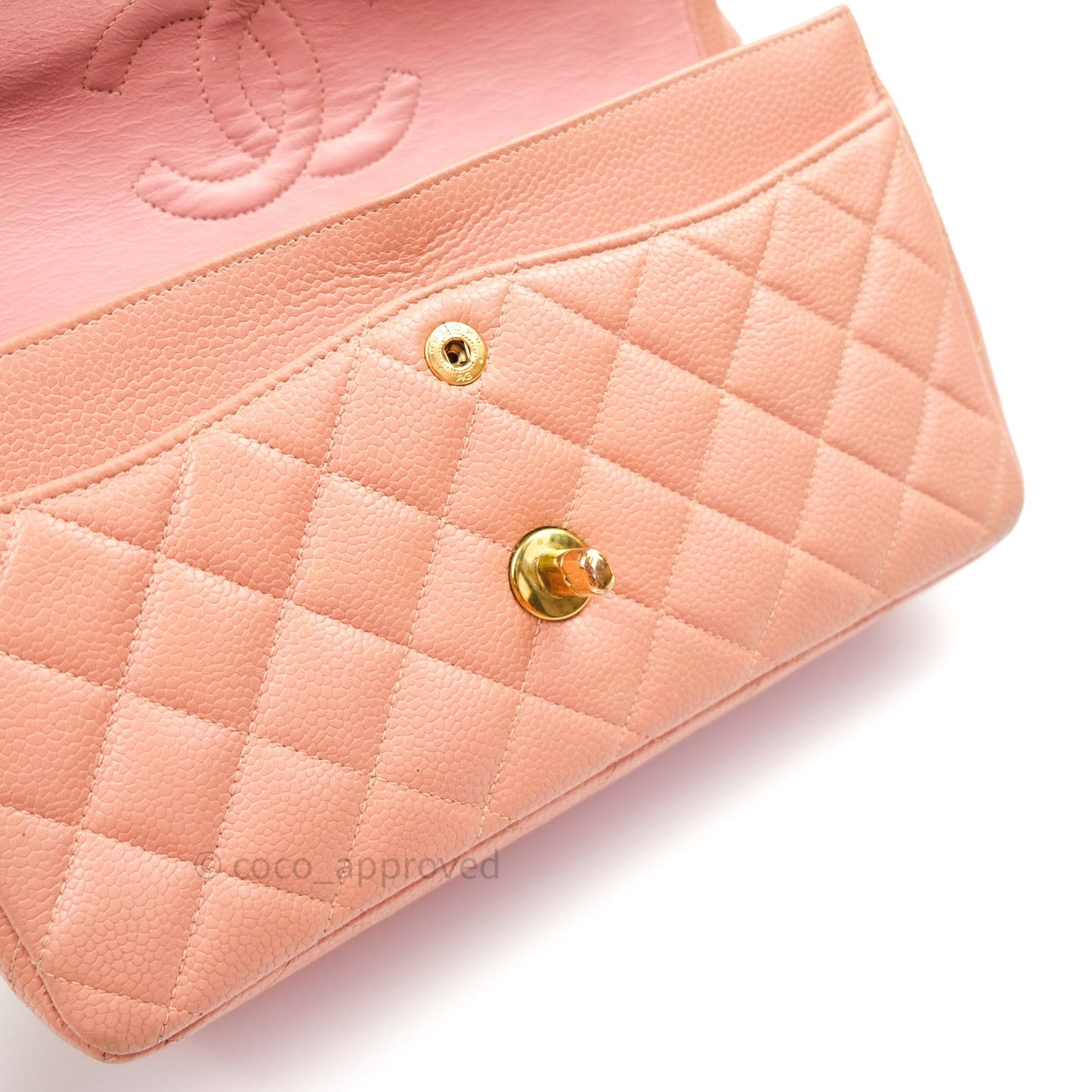 Chanel Vintage Classic Double Flap S/M Small Peach Beige 24K Gold Hardware