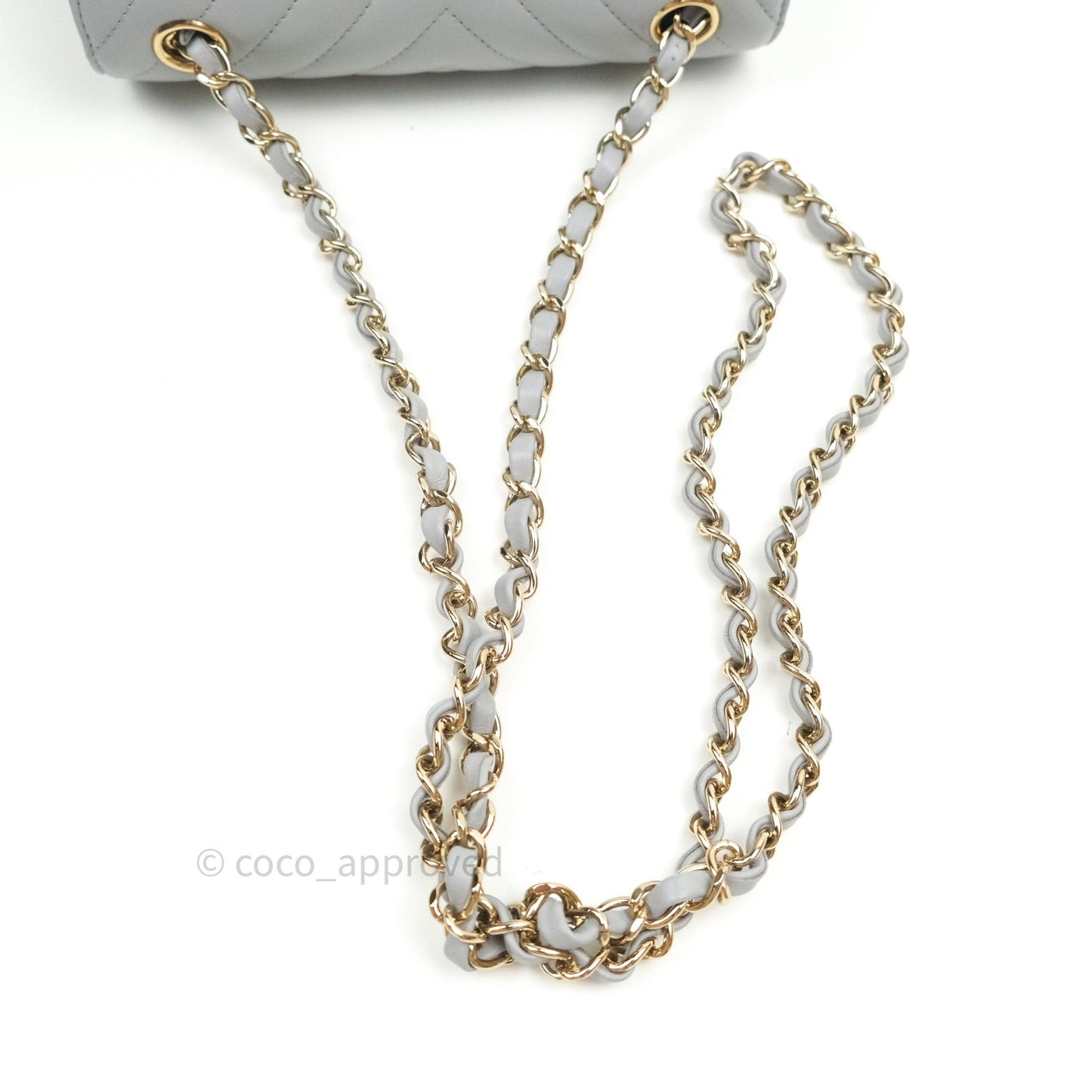 Chanel Quilted Mini Rectangular Grey Lambskin Gold Hardware