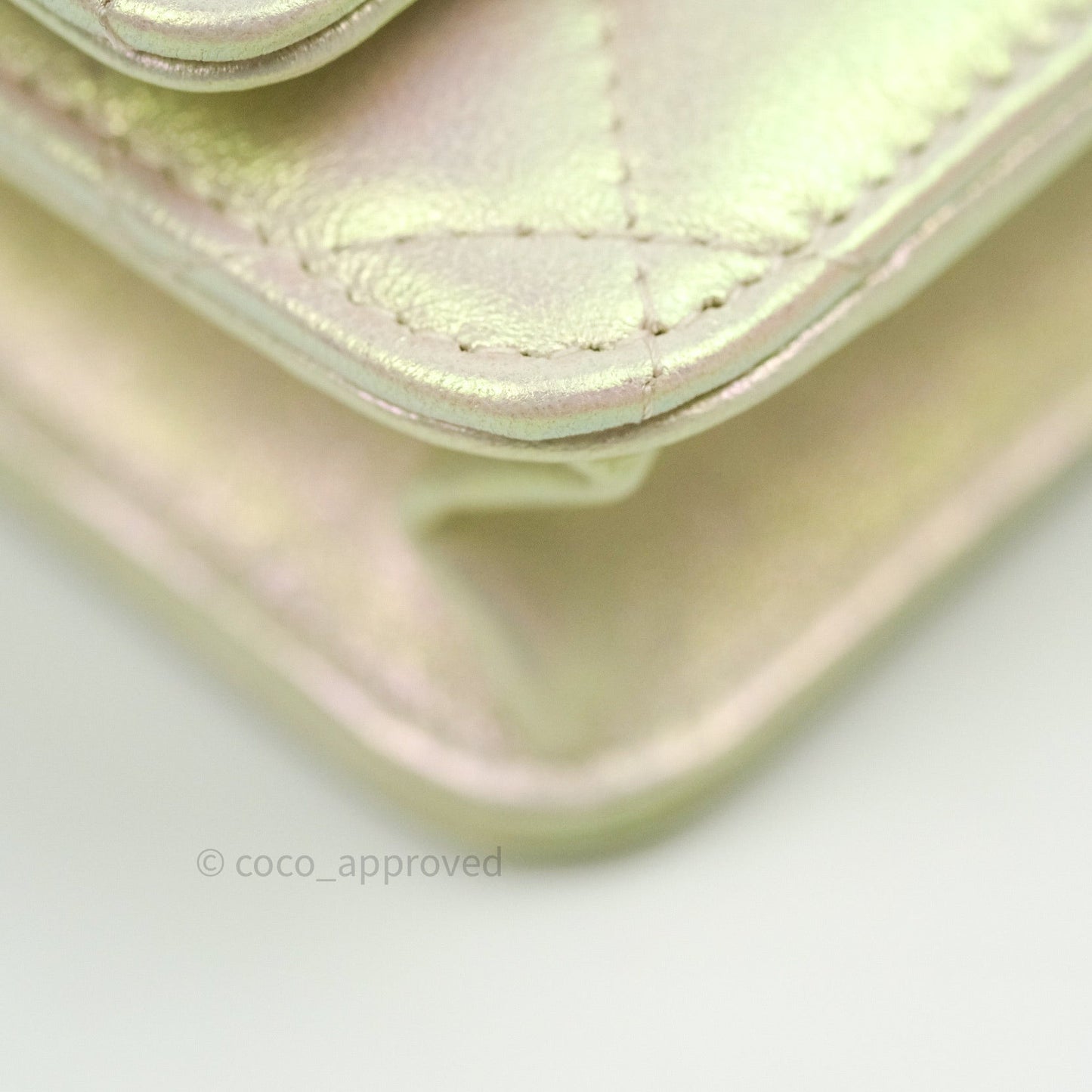 Chanel Quilted Wallet on Chain WOC Iridescent Ivory Gold Hardware 20A