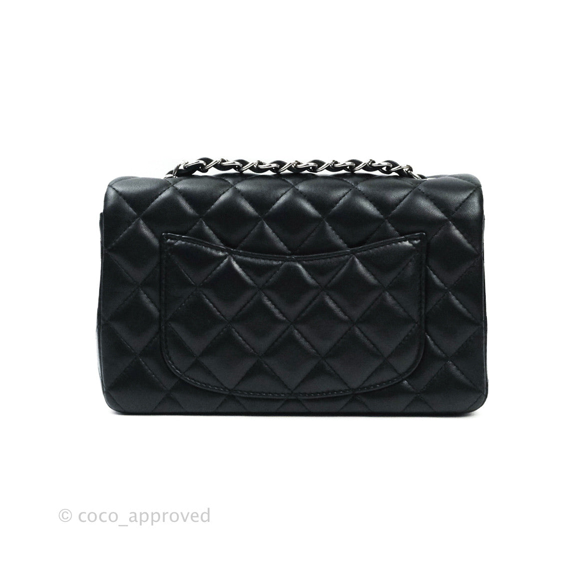 Chanel Quilted Mini Rectangular Black Lambskin Silver Hardware
