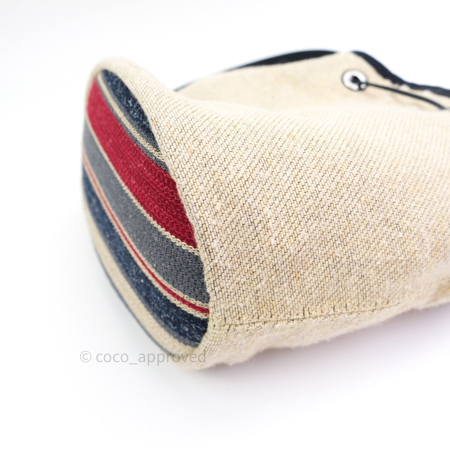 Chanel Canvas Deauville Drawstring Bag Beige Red