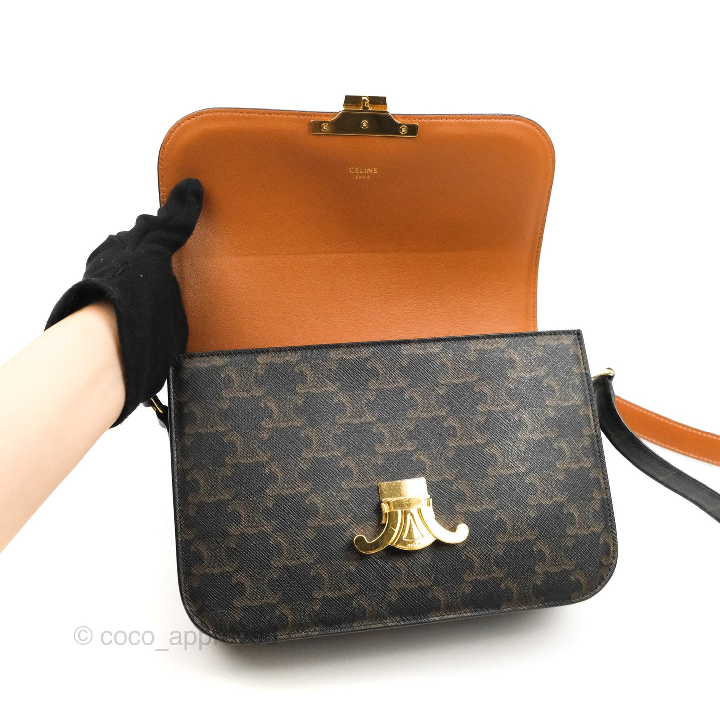 Celine Medium Triomphe Bag Triomphe Canvas Tan Calfskin