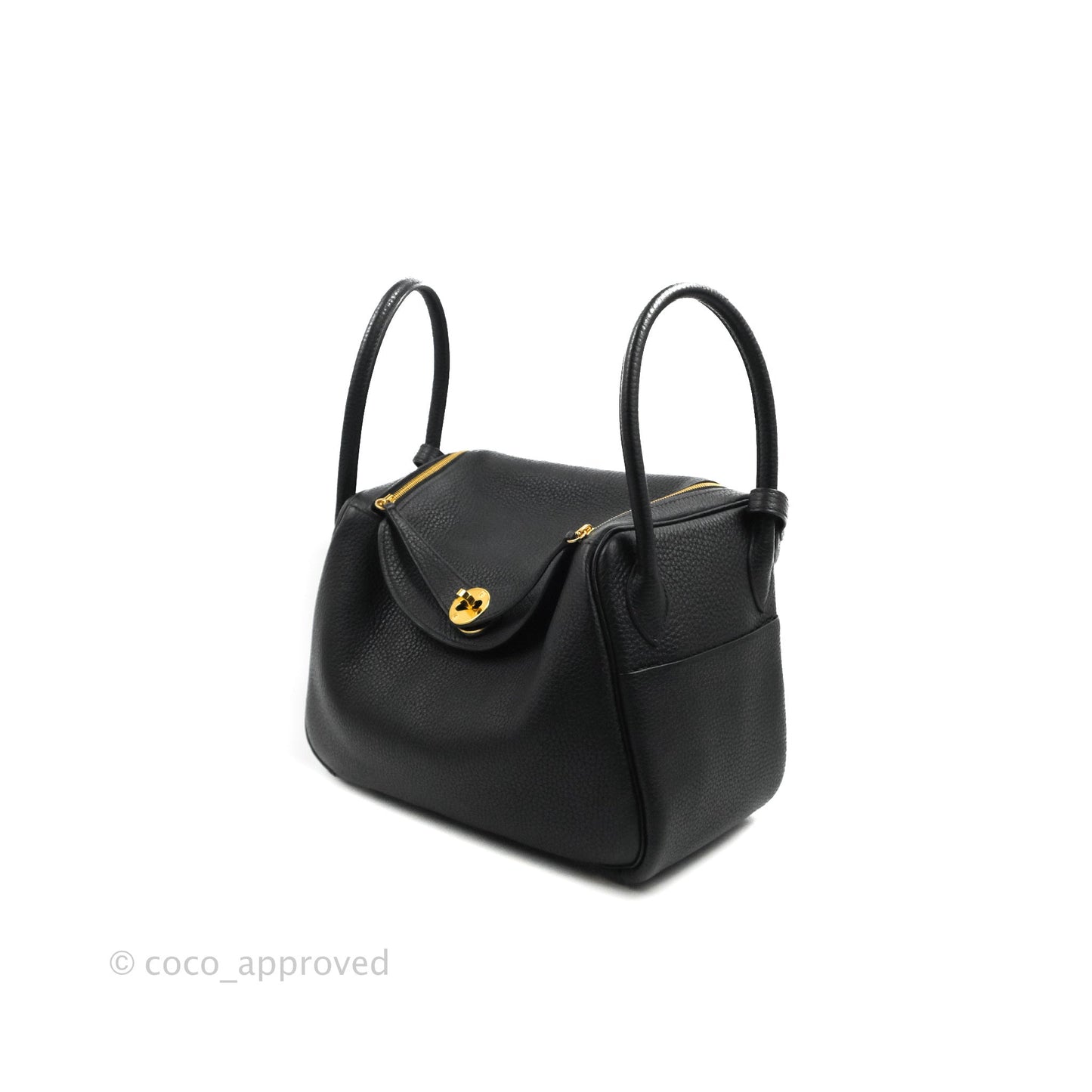 Hermès Lindy 26 Black Clemence Gold Hardware