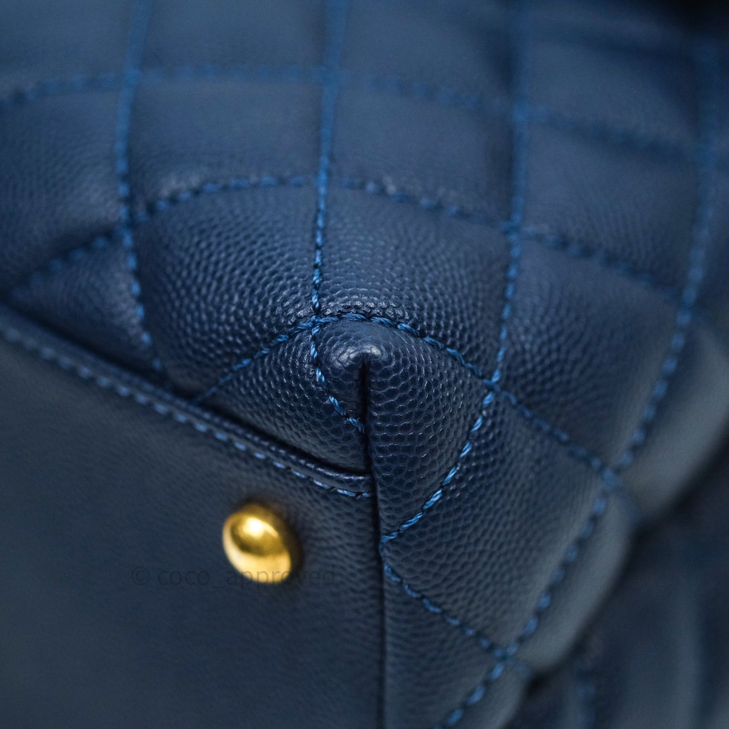 Chanel Quilted Medium Coco Handle Flap Navy Caviar Lizard Handle