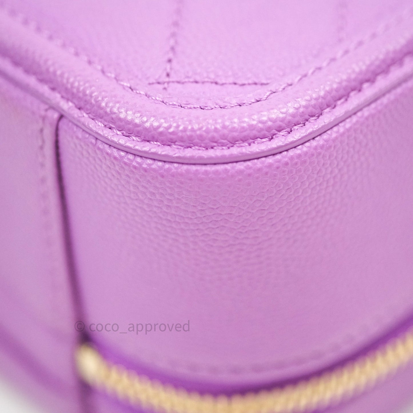 Chanel Quilted Medium CC Filigree Vanity Case Purple Caviar Gold Hardware