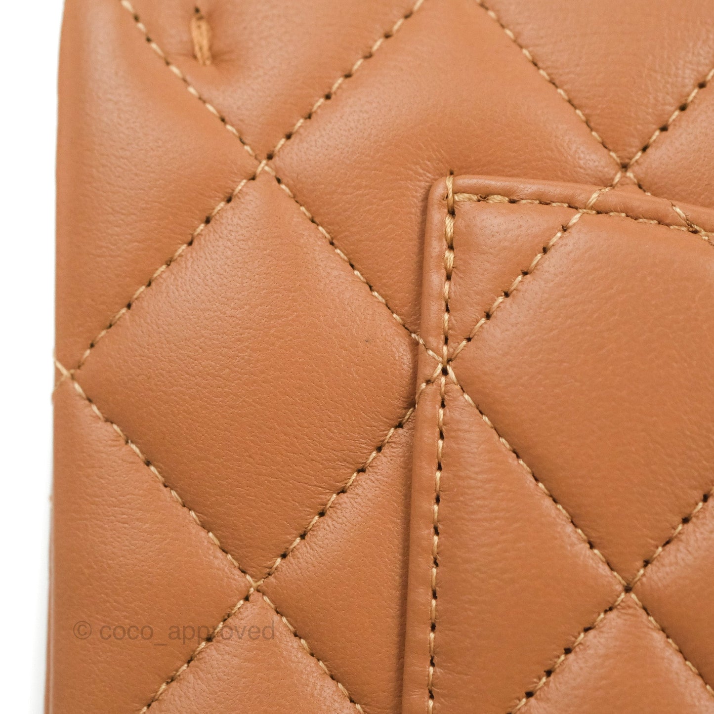 Chanel Small Classic Quilted Flap Dark Beige Caramel Lambskin Gold Hardware