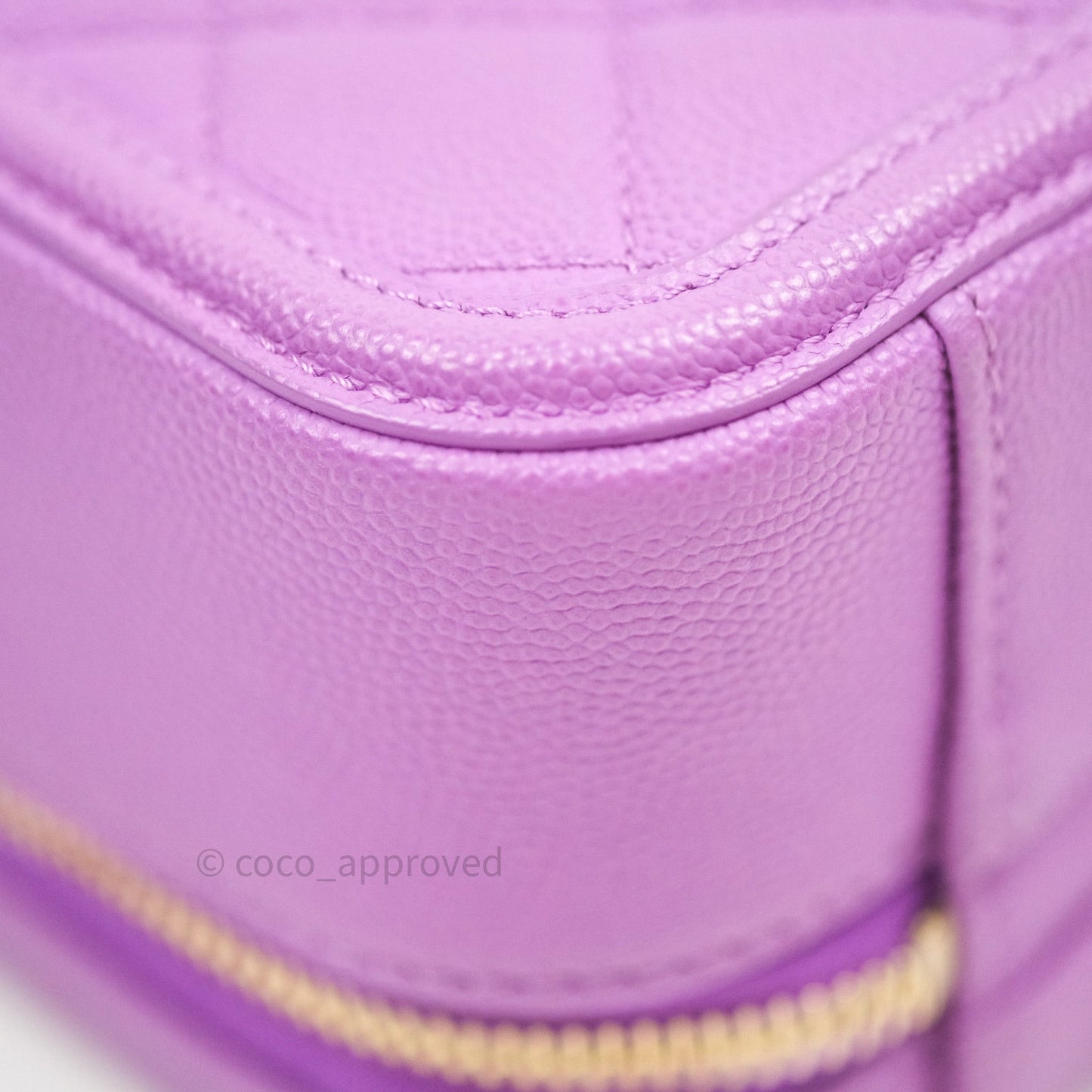 Chanel Quilted Medium CC Filigree Vanity Case Purple Caviar Gold Hardware